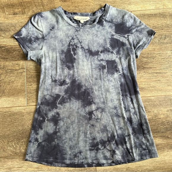 Johnny Was Calme Womens Navy Blue Tie Dye O15421-6 Parker Layering Tee Shirt S - Picture 5 of 10